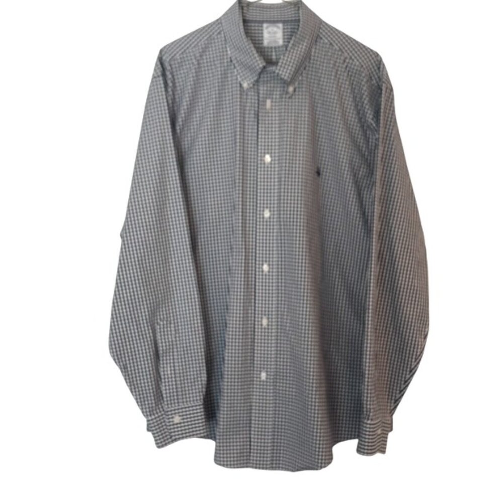 Brooks Brothers Men's Regent Fit Black & white checked Button Down size XL